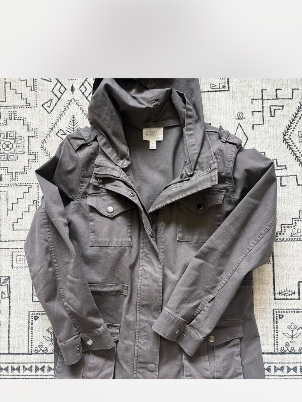 Women’s Hooded Utility Jacket - Brown/Gray